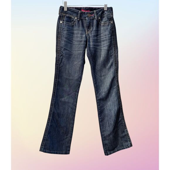 Wrangler Mae Premium Patch Low Rise Boot Cut Jeans  Sz  3/4 x 34 - Picture 1 of 9